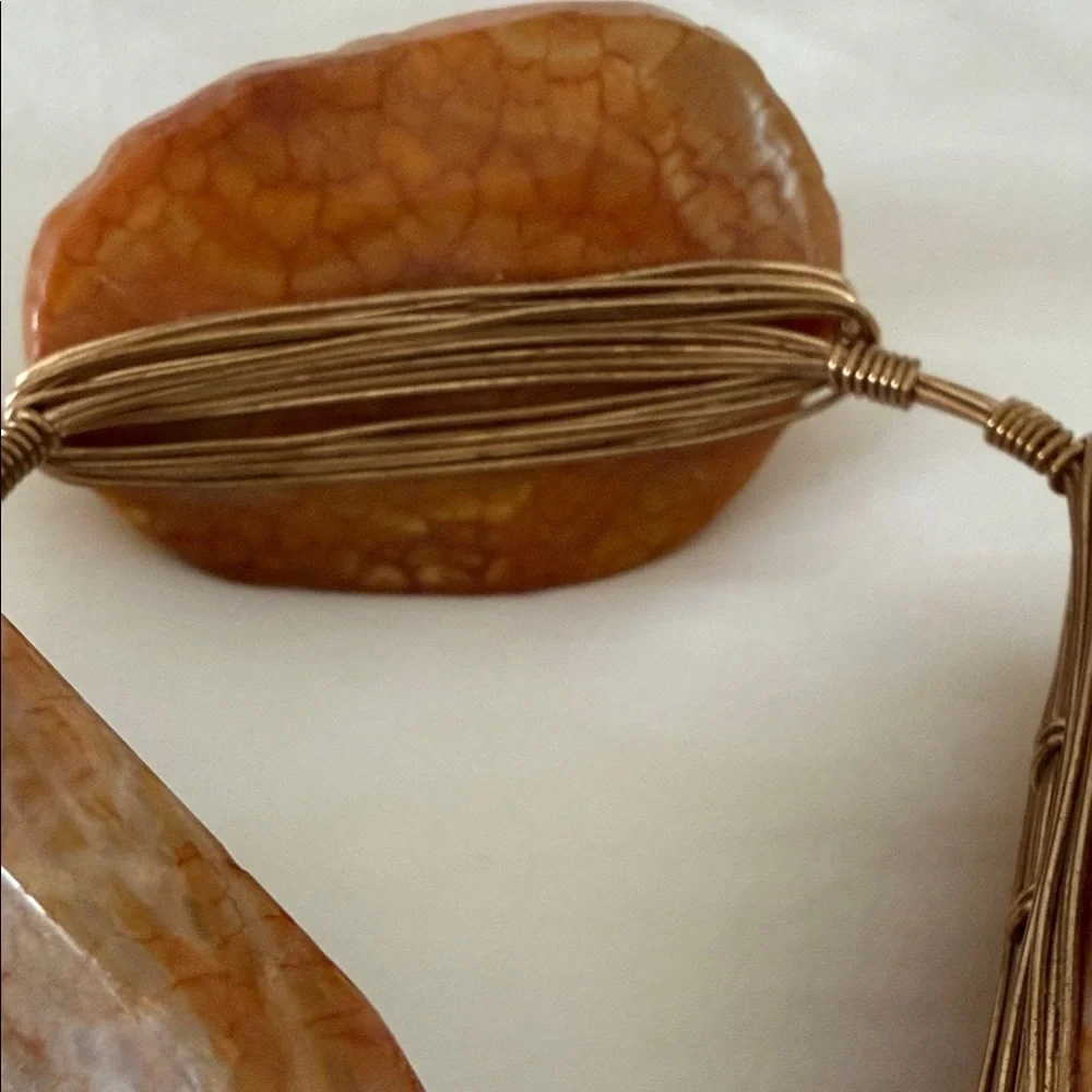 Bourbon and Bowties Brown Agate Stone Wire-Wrapped Bracelet